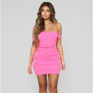 Fashion Nova Mini Dress “Come Flirt With Me Ribbed Mini Dress - Neon Pink”
